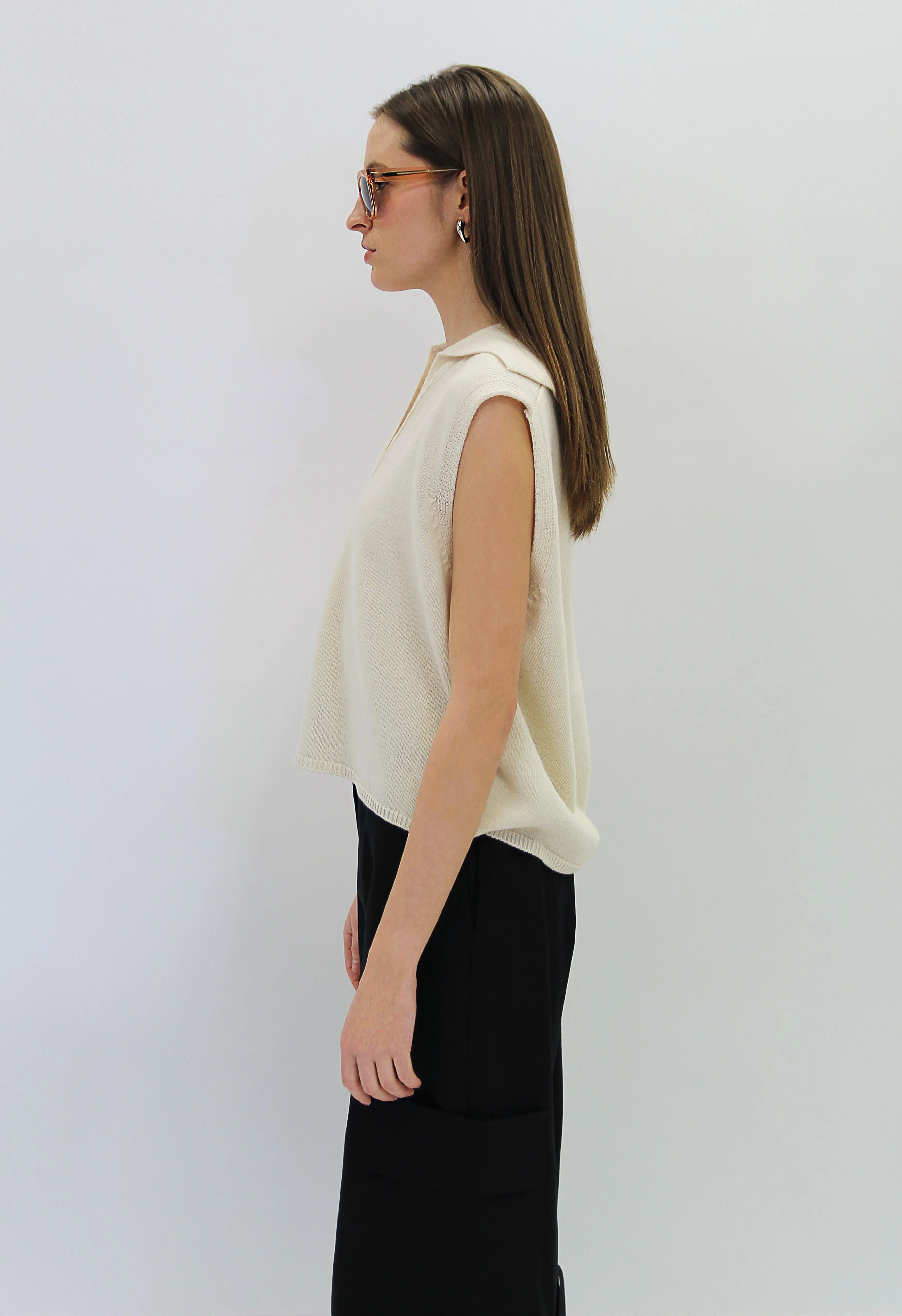 Reagan Sweater Vest in Cream