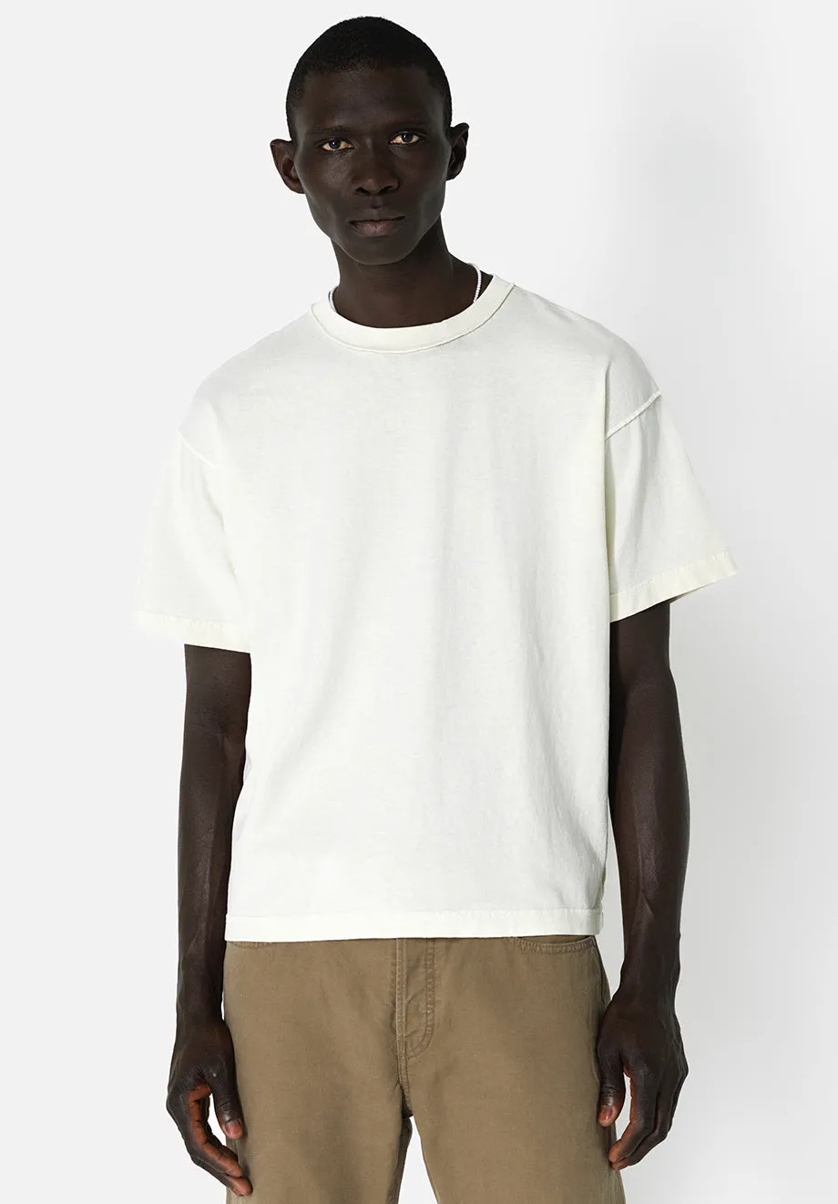 Reversed Cropped Tee / Washed Salt