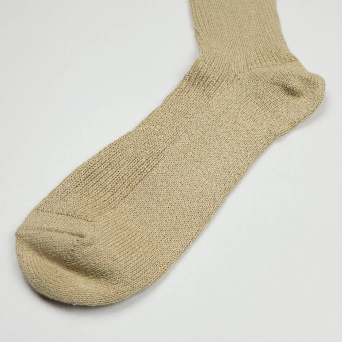 RoToTo - Washi / Recycled Cotton Rib Crew Socks - Beige