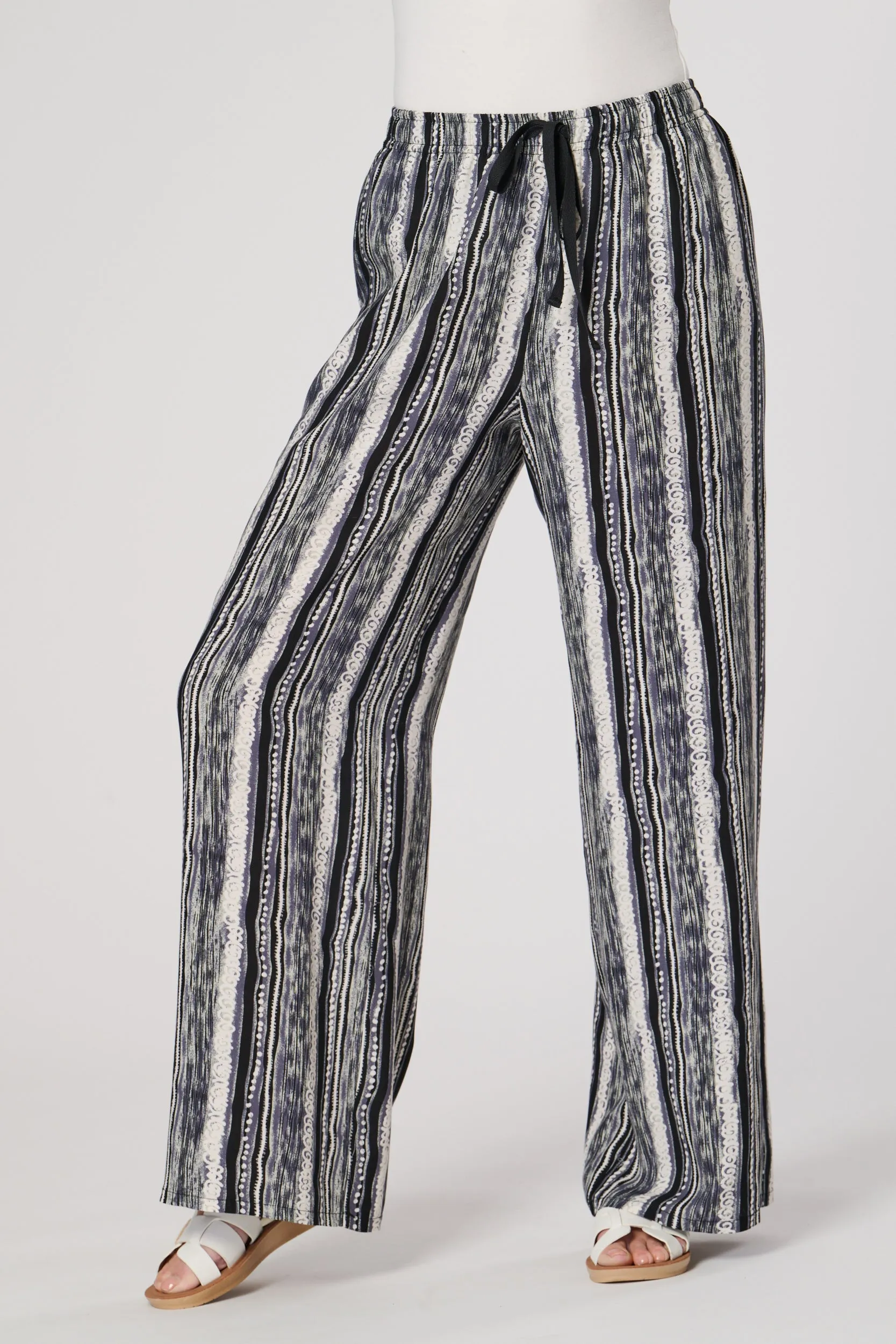 Saloos Contrasting Stripe Print Wide Leg Trousers