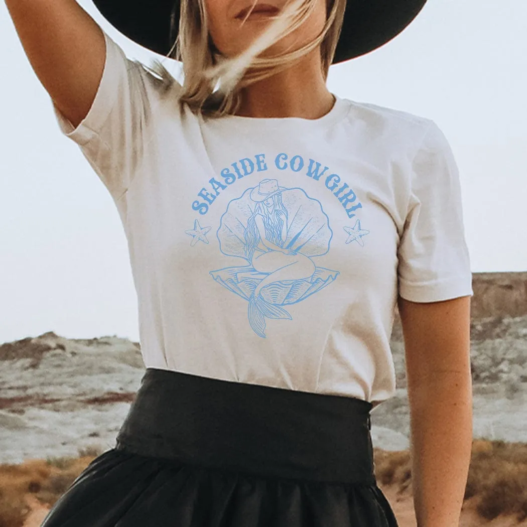 Seaside Cowgirl Summer Graphic T-Shirt - SU305