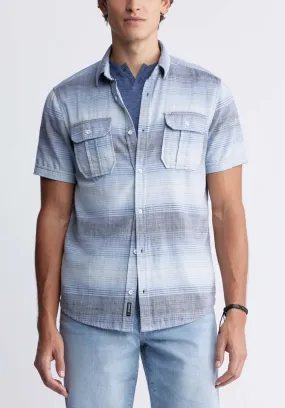 Siboa Men's Short Sleeve Striped Shirt in Mirage Blue - BM24303