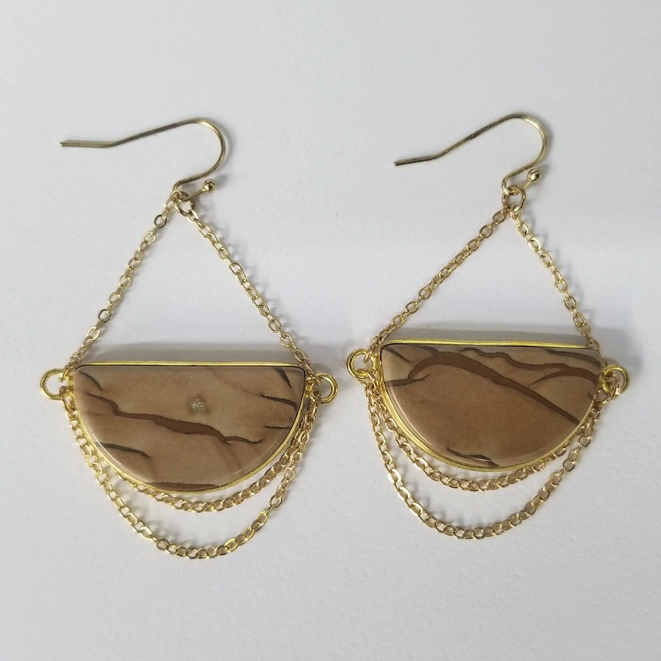 Simply Noelle Crescent Gem Earrings - Teak