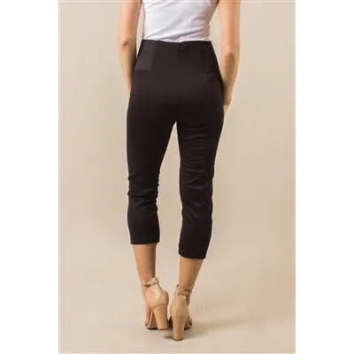 Simply Noelle Ponte Cropped Button Pants - Black