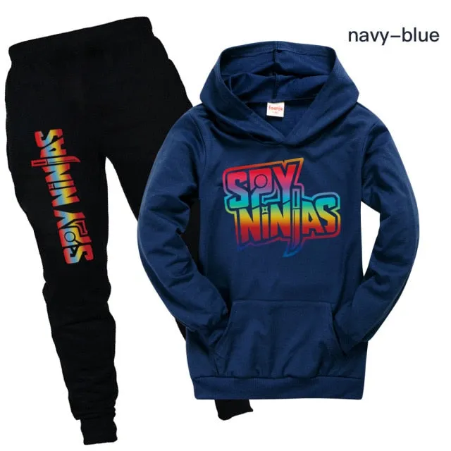 SPY NINJA Fashion Teenage Girls Clothing Cotton Boys Hoodie Tshirt Girls Cute Cosplay Clothes Big Kids Shirt Casual Trousers Set