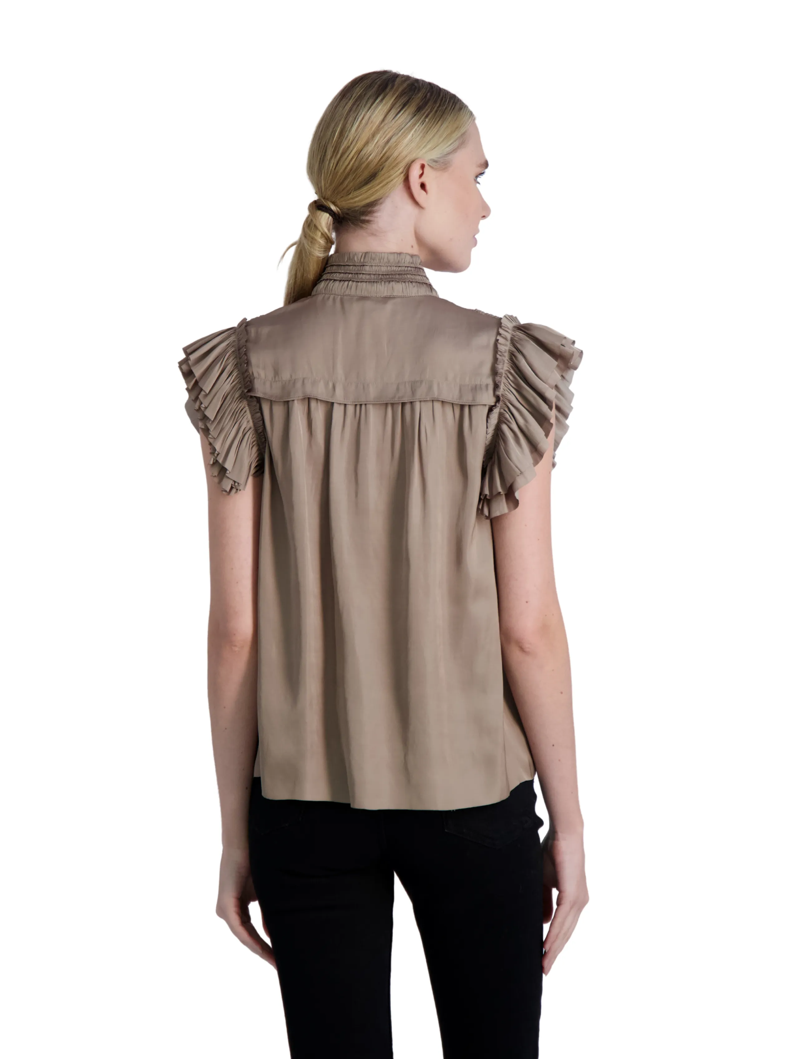 The Kent - Short Sleeve Satin Blouse- Final Sale