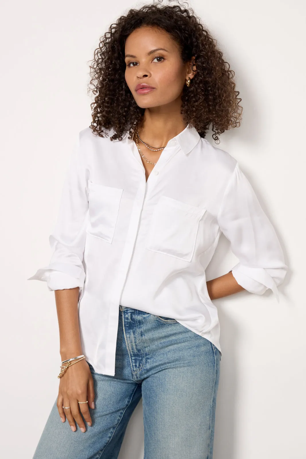 Two Pocket Satin Shirt