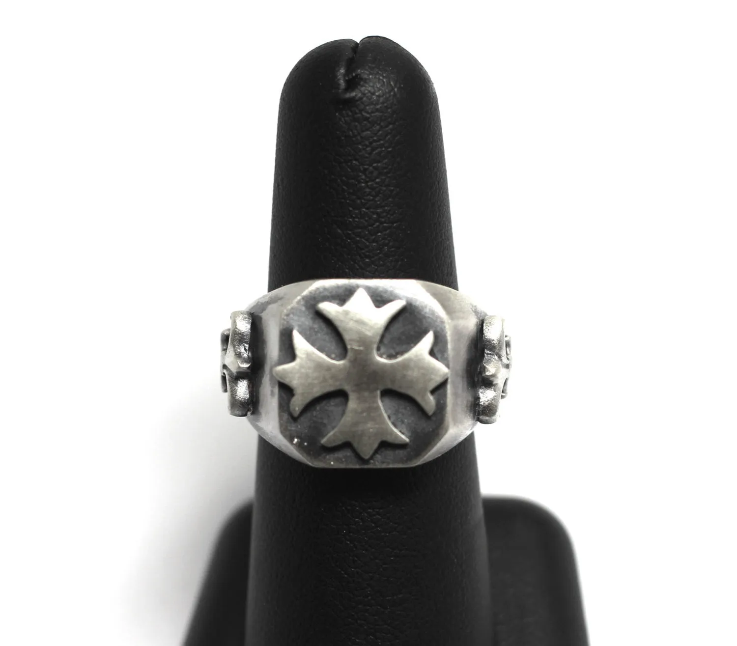 Until Death, Inc. Maltese Cross Signet Ring with Fleur De Lis Accents. Solid 925 Sterling Silver.