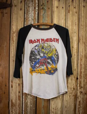 Vintage Iron Maiden 1982-83 The Number of The Beast Tour Raglan Concert T Shirt Black/White Medium