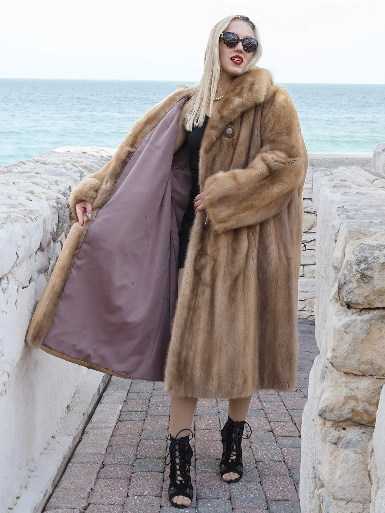 Vintage Pastel Canadian Brown Mink Fur Coat L to 2XL