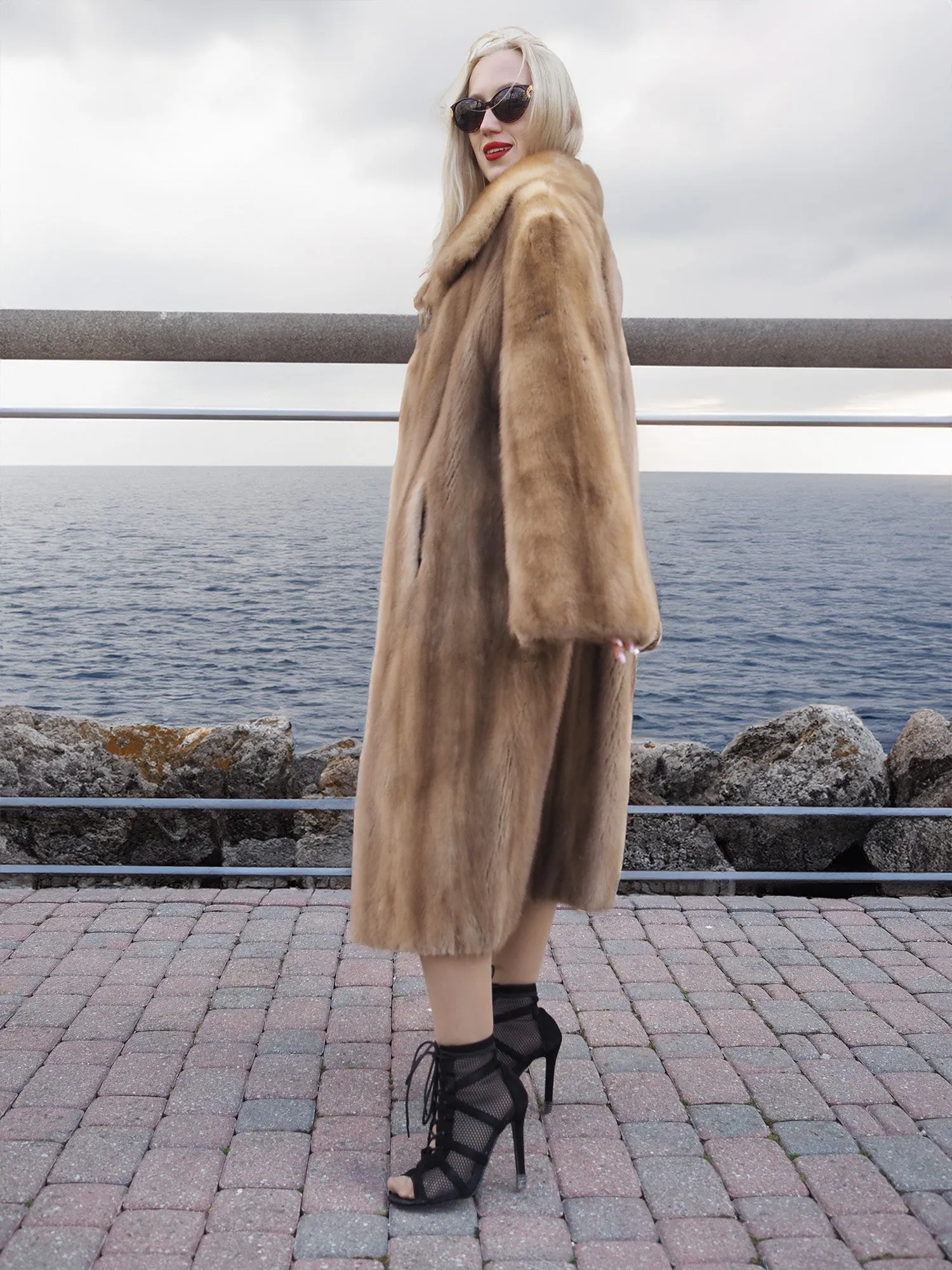 Vintage Pastel Canadian Brown Mink Fur Coat L to 2XL