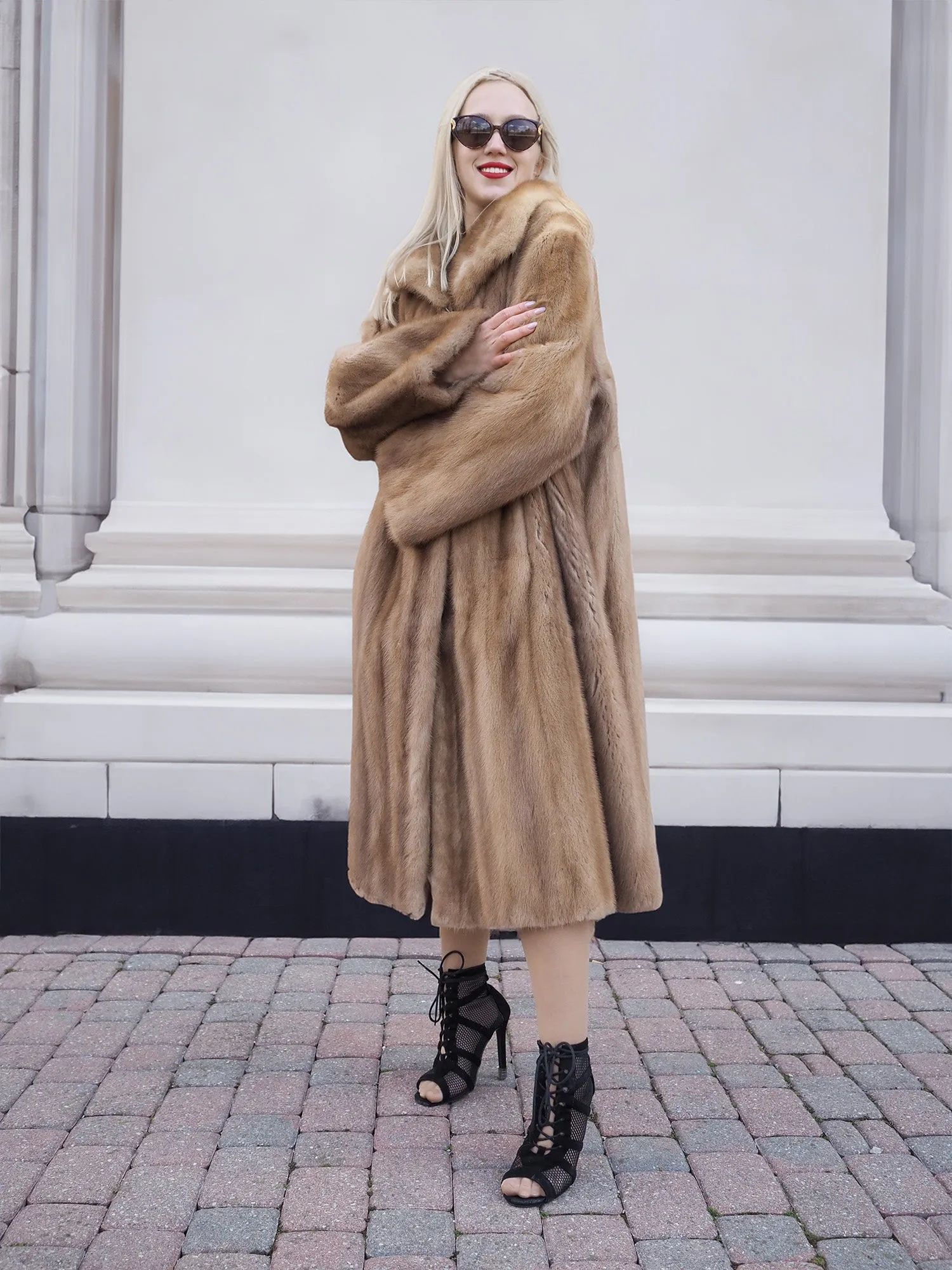 Vintage Pastel Canadian Brown Mink Fur Coat L to 2XL