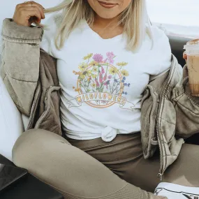 Vintage Wildflowers Circle Graphic T-Shirt - NA171