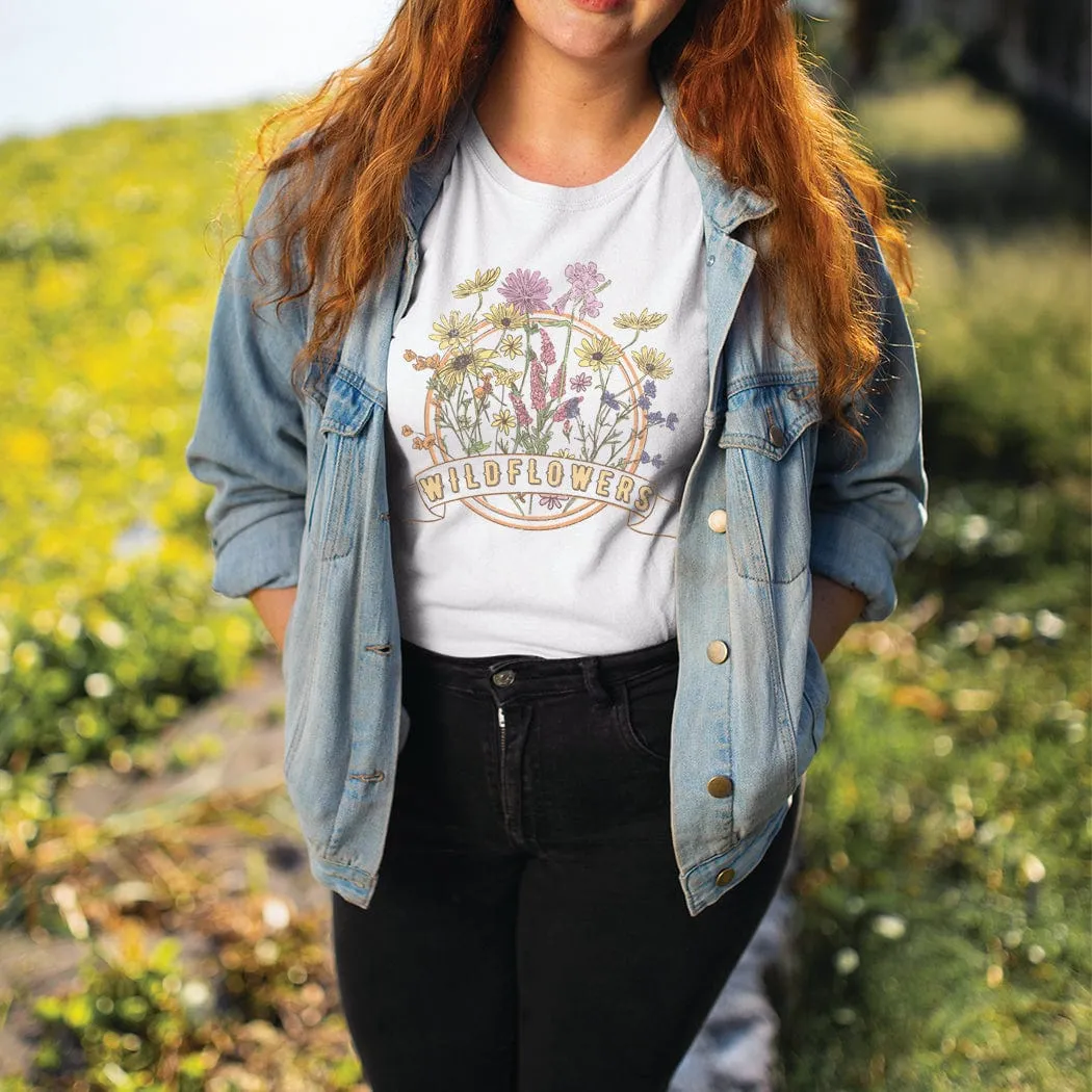 Vintage Wildflowers Circle Graphic T-Shirt - NA171